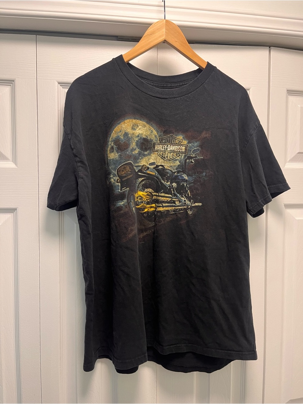 2010s Harley-Davidson Yellow & Blue Motorcycle shirt
